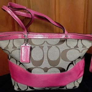 Coach Pink Canvas SignatureTote